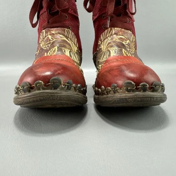 Rovers Boots Womens Size 36 US 6 Leather Floral‎ Side Zip Boho Hipster Grunge