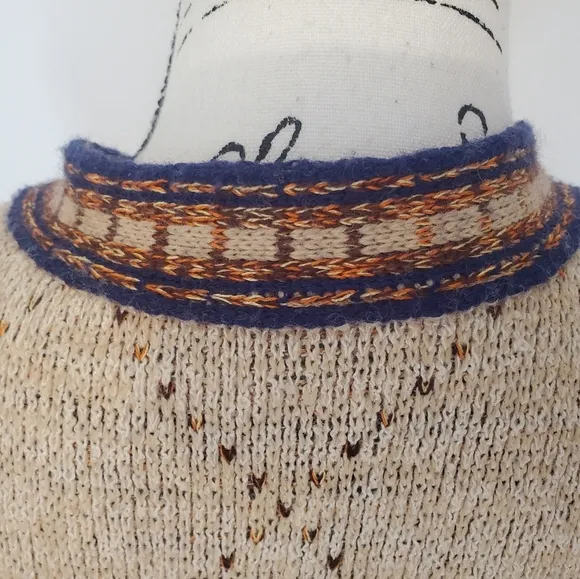 Sabra | Wheat Navy Orange Detailed Vintage Wintuk 1070's Sweater Vest