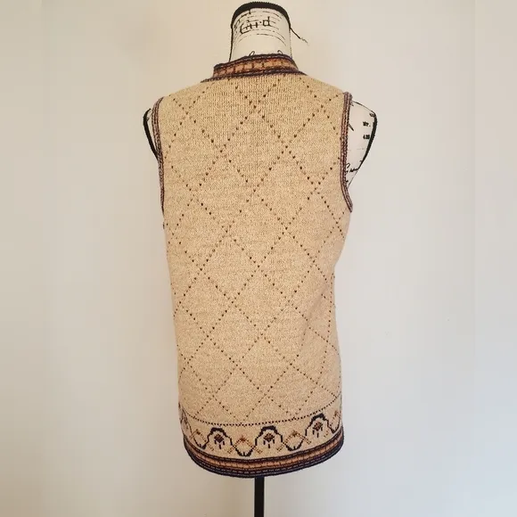 Sabra | Wheat Navy Orange Detailed Vintage Wintuk 1070's Sweater Vest