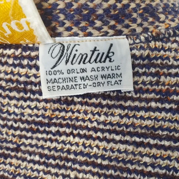 Sabra | Wheat Navy Orange Detailed Vintage Wintuk 1070's Sweater Vest