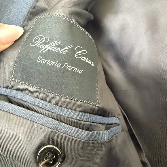Sagmeister Raffaele Caruso Blazer Navy Silk Handmade Italy Menswear 40 M