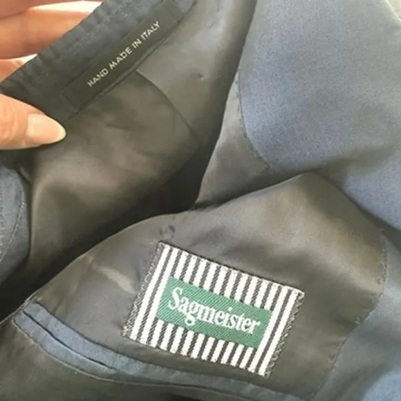 Sagmeister Raffaele Caruso Blazer Navy Silk Handmade Italy Menswear 40 M