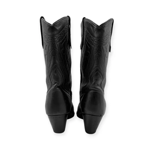 ☀️SALE☀️ Vintage Oak Tree Farms Black Tooled Leather Western Boots Size: 7