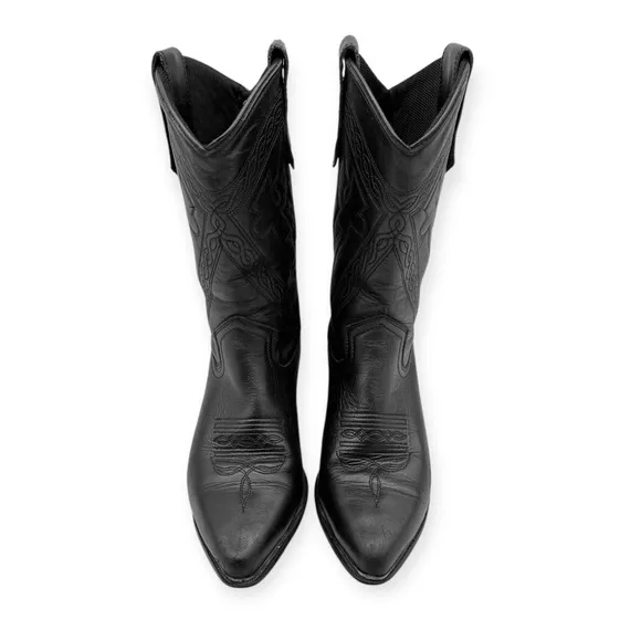 ☀️SALE☀️ Vintage Oak Tree Farms Black Tooled Leather Western Boots Size: 7