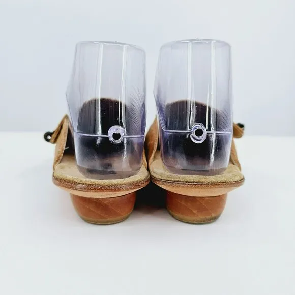 Salpy Slip Ons Slides Mules 6 Soft Camel Tan Leather Bead Embellished Handmade