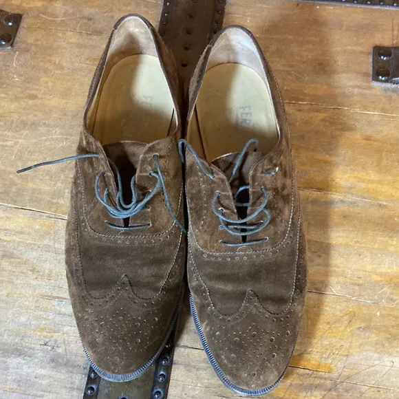 Salvatore Ferragamo brown suede dress shoes