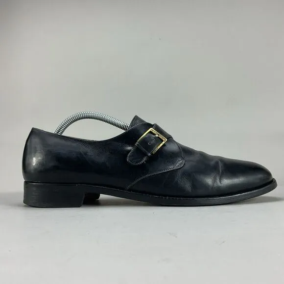 Salvatore Ferragamo Men’s Size 10 D Black Leather Monk Strap Buckle Dress Shoes