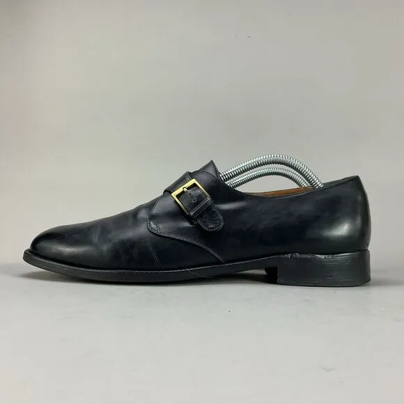 Salvatore Ferragamo Men’s Size 10 D Black Leather Monk Strap Buckle Dress Shoes