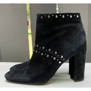 Sam Edelman Chandler Suede Black Leather Studded Ankle Boots Heels Sz 10 M