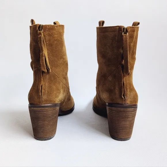 Sam Edelman FARRELL Tan Suede Leather Ankle Booties Boho Coastal Cowgirl