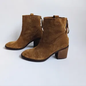 Sam Edelman FARRELL Tan Suede Leather Ankle Booties Boho Coastal Cowgirl