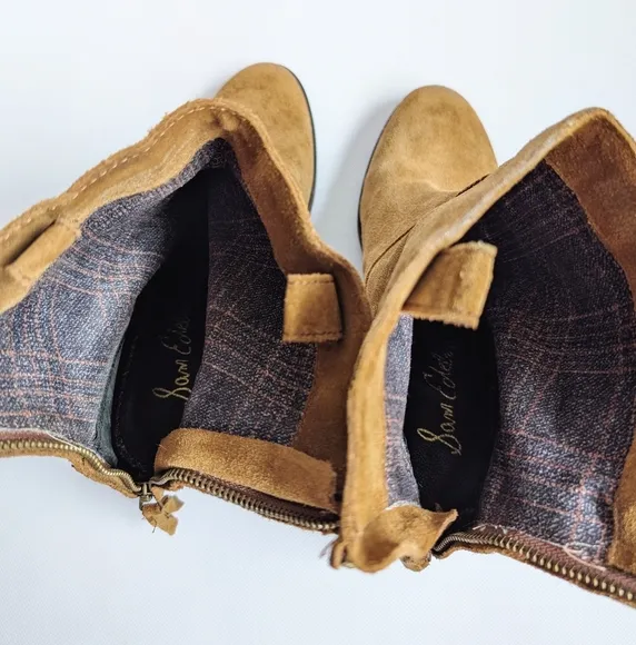 Sam Edelman FARRELL Tan Suede Leather Ankle Booties Boho Coastal Cowgirl