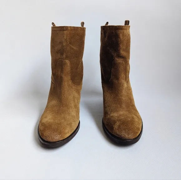 Sam Edelman FARRELL Tan Suede Leather Ankle Booties Boho Coastal Cowgirl