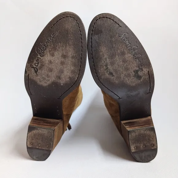 Sam Edelman FARRELL Tan Suede Leather Ankle Booties Boho Coastal Cowgirl