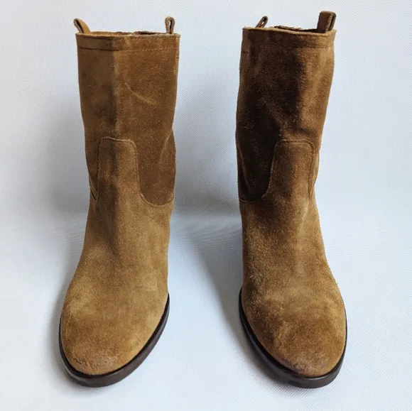 Sam Edelman FARRELL Tan Suede Leather Ankle Booties Boho Coastal Cowgirl