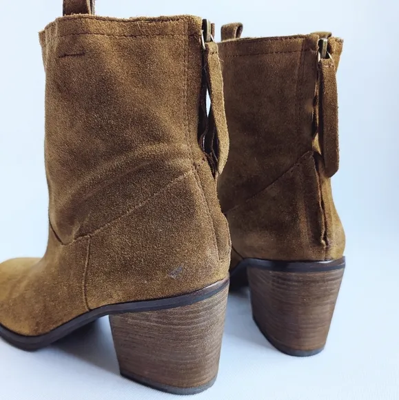 Sam Edelman FARRELL Tan Suede Leather Ankle Booties Boho Coastal Cowgirl