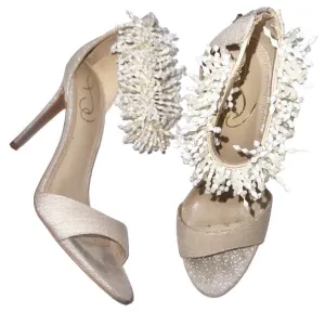 Sam Edelman Gillie Sand Linen Womens Open Toe Stiletto Heels Beaded 7.5