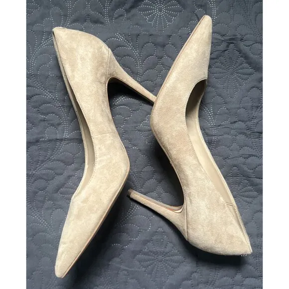 Sam Edelman Hazel Slip On Pointed Toe Pumps Shoes Suede Nude SZ US 9.5 Beige