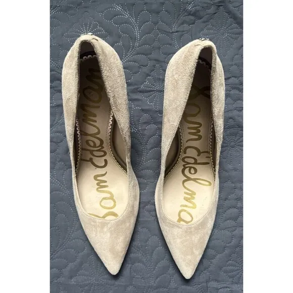 Sam Edelman Hazel Slip On Pointed Toe Pumps Shoes Suede Nude SZ US 9.5 Beige