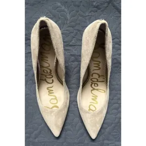 Sam Edelman Hazel Slip On Pointed Toe Pumps Shoes Suede Nude SZ US 9.5 Beige