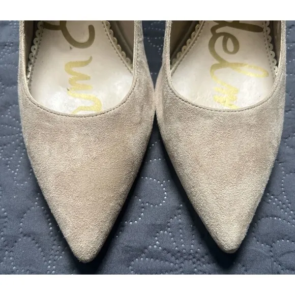 Sam Edelman Hazel Slip On Pointed Toe Pumps Shoes Suede Nude SZ US 9.5 Beige