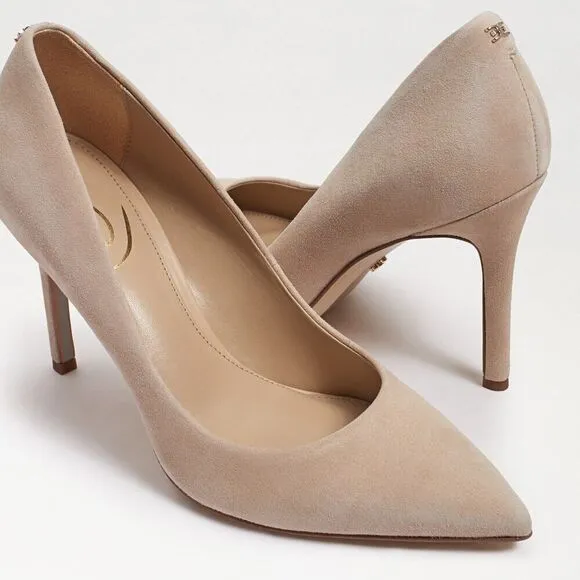 Sam Edelman Hazel Slip On Pointed Toe Pumps Shoes Suede Nude SZ US 9.5 Beige