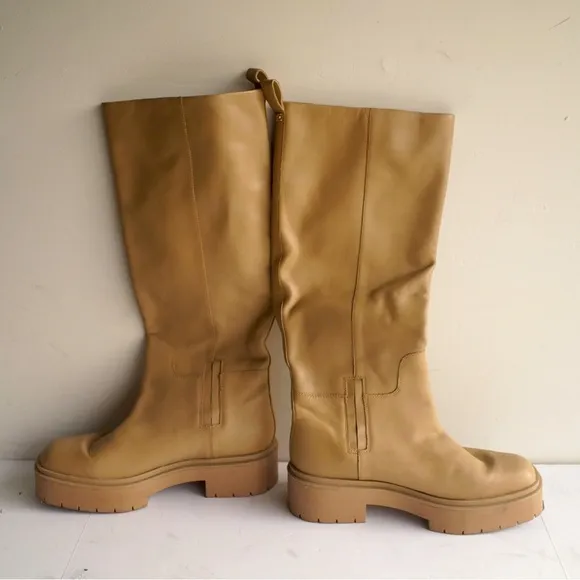 Sam Edelman Larina Leather Water Proof Boot 9.5 tan sesame tall boots boho