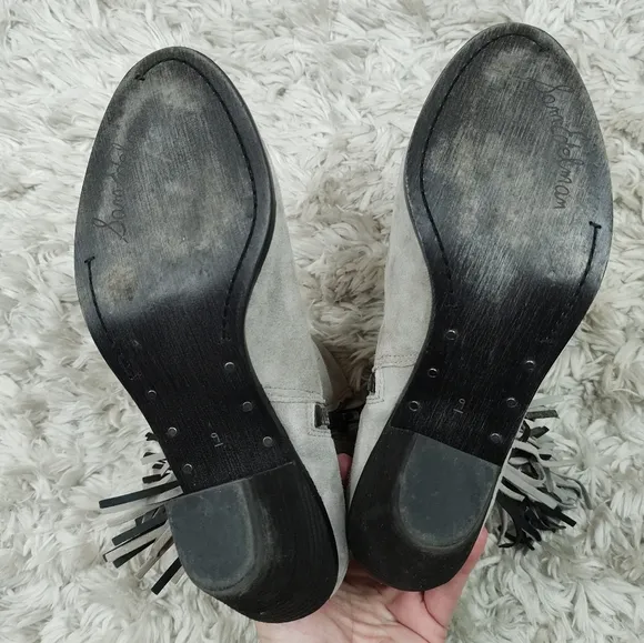 Sam Edelman Louie gray fringe boho ankle boots