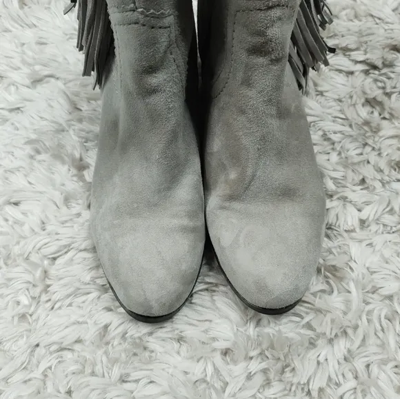 Sam Edelman Louie gray fringe boho ankle boots