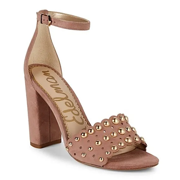 Sam Edelman Suede Studded Open Toe Chunky Heels Size 8