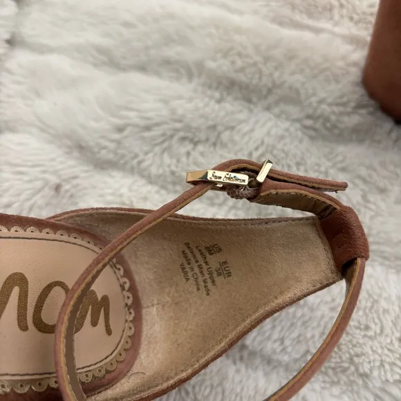 Sam Edelman Suede Studded Open Toe Chunky Heels Size 8