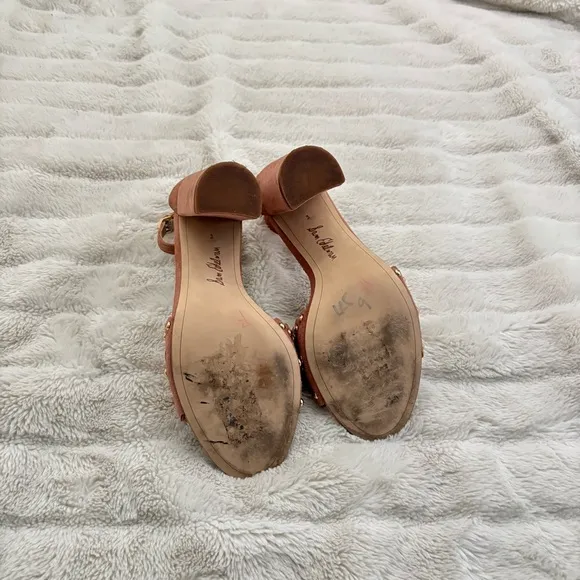 Sam Edelman Suede Studded Open Toe Chunky Heels Size 8