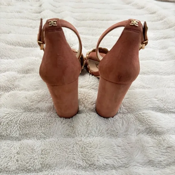 Sam Edelman Suede Studded Open Toe Chunky Heels Size 8