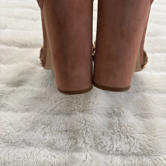 Sam Edelman Suede Studded Open Toe Chunky Heels Size 8