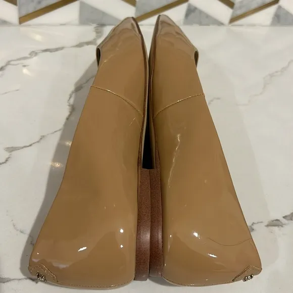 Sam Edelman WANDA POINTED TOE FLAT Tan Golden Sand Patent Slip on size 9