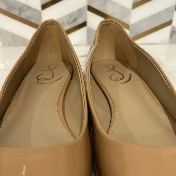 Sam Edelman WANDA POINTED TOE FLAT Tan Golden Sand Patent Slip on size 9