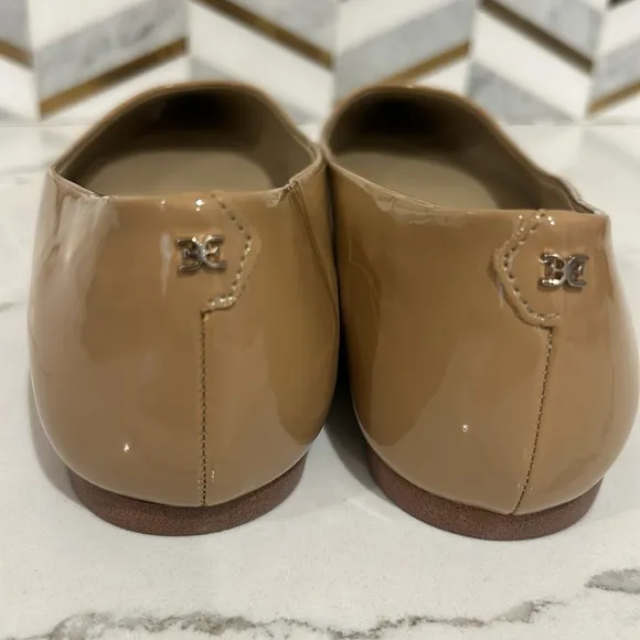 Sam Edelman WANDA POINTED TOE FLAT Tan Golden Sand Patent Slip on size 9