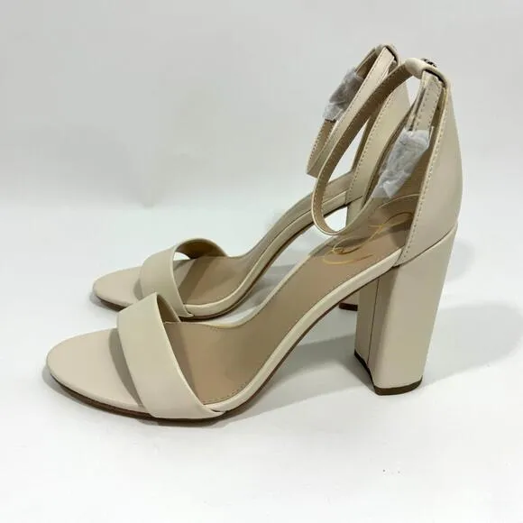 Sam Edelman Women’s Size 9.5 Ivory Leather Yaro Ankle Strap Block Heel Sandals