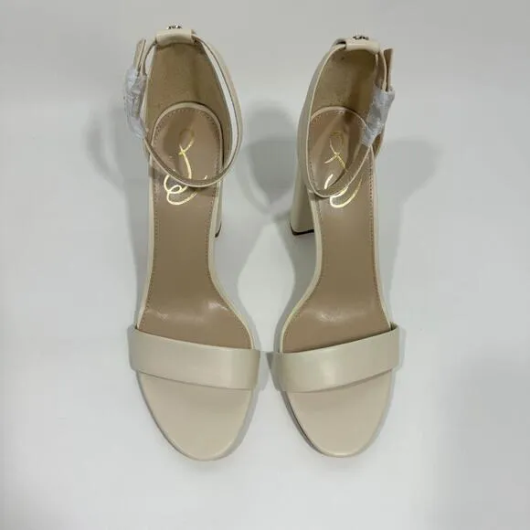 Sam Edelman Women’s Size 9.5 Ivory Leather Yaro Ankle Strap Block Heel Sandals