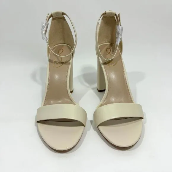 Sam Edelman Women’s Size 9.5 Ivory Leather Yaro Ankle Strap Block Heel Sandals