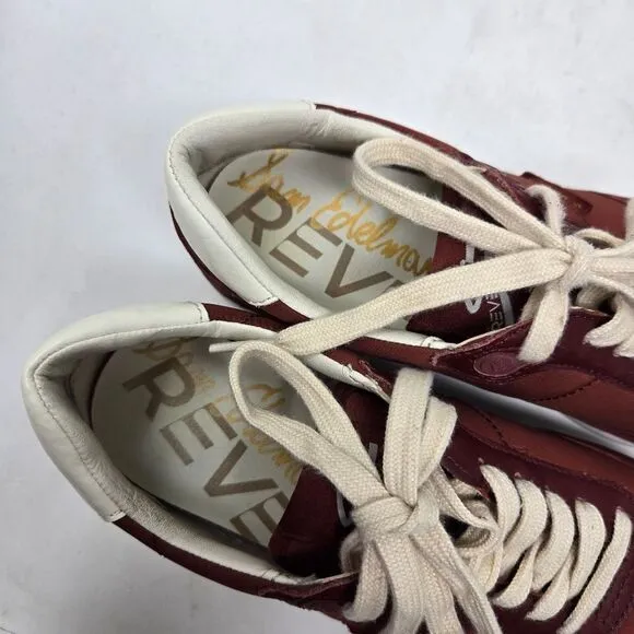 SAM EDELMAN Tori Trainer Burgundy and Cream Sneakers Size 7.5