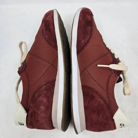 SAM EDELMAN Tori Trainer Burgundy and Cream Sneakers Size 7.5