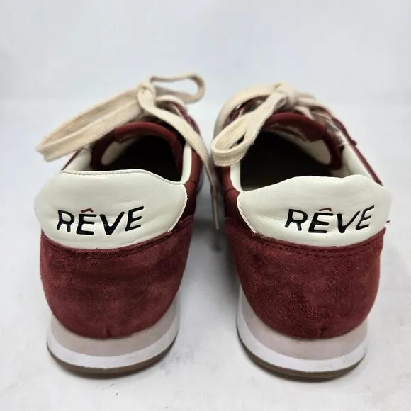 SAM EDELMAN Tori Trainer Burgundy and Cream Sneakers Size 7.5
