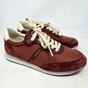 SAM EDELMAN Tori Trainer Burgundy and Cream Sneakers Size 7.5