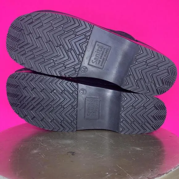 Sanita Textured Black Leather Clog Sz 10
