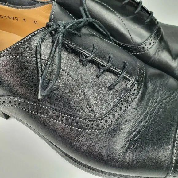Santoni Black Dress Shoes Lace Up Leather Oxford