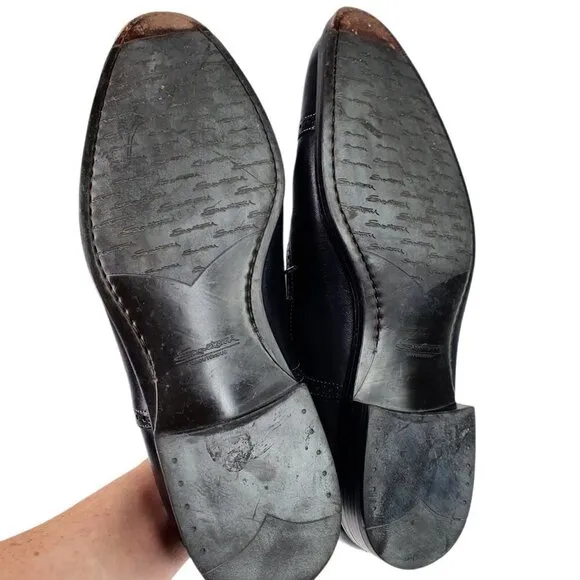Santoni Black Dress Shoes Lace Up Leather Oxford
