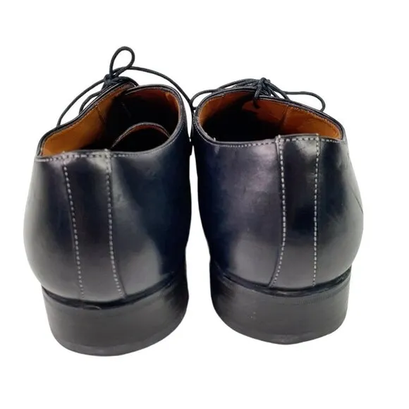 Santoni Black Dress Shoes Lace Up Leather Oxford