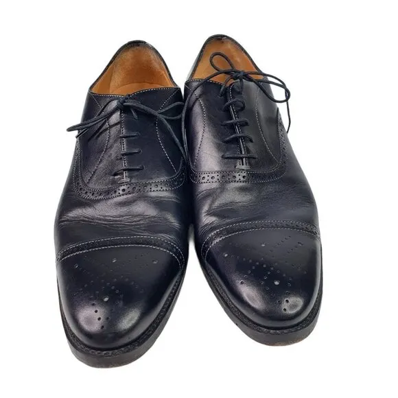 Santoni Black Dress Shoes Lace Up Leather Oxford