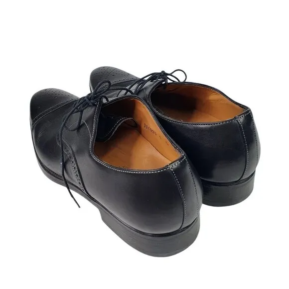 Santoni Black Dress Shoes Lace Up Leather Oxford